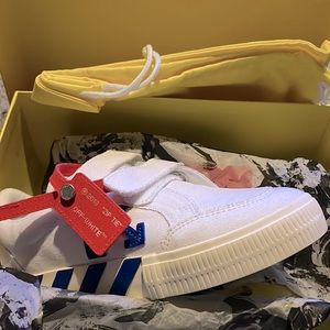 Royal blue and white off-white canvas sneaker. Never worn. OBO